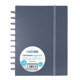 CADERNO INGENIOX A4 PAUTADO CINZA